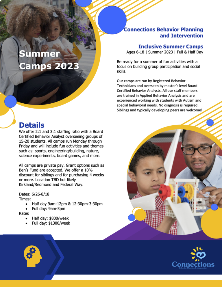 Summer Camp 2023 Information | Connections Behavior Planning & Intervention